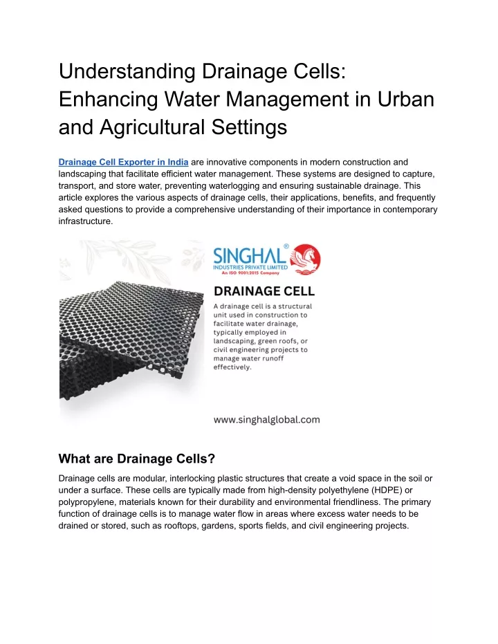 understanding drainage cells enhancing water