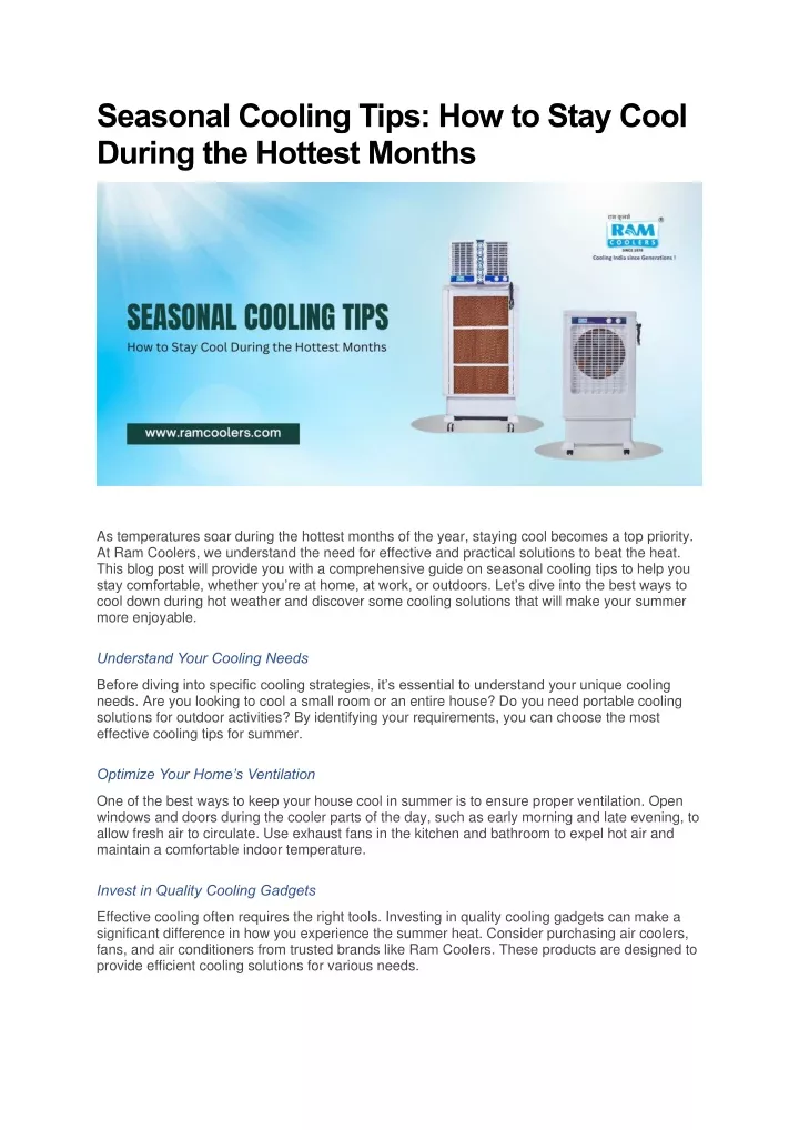 seasonal cooling tips how to stay cool during