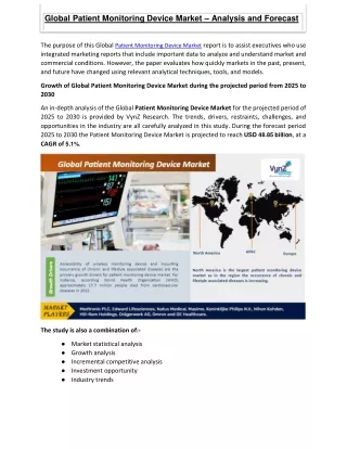 global patient monitoring device market analysis