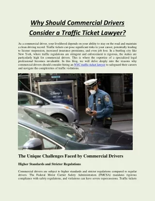 Why Should Commercial Drivers Consider a Traffic Ticket Lawyer