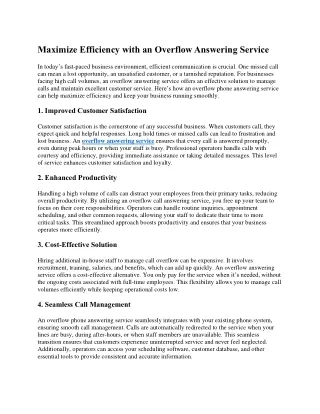 Maximize Efficiency with an Overflow Answering Service