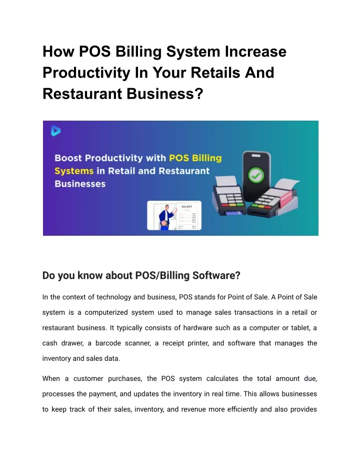 how pos billing system increase productivity