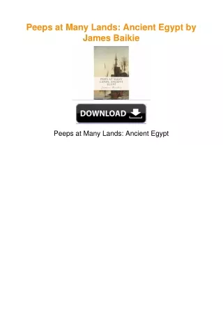 Peeps at Many Lands: Ancient Egypt by James Baikie