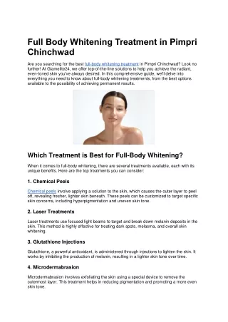 Full Body Whitening Treatment in Pimpri Chinchwad