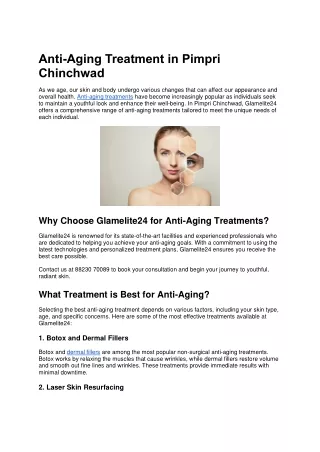 anti aging treatment in pimpri chinchwad