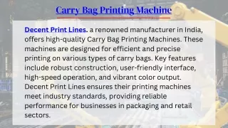 carry bag printing machine