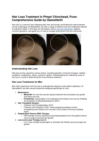 Hair Loss Treatment in Pimpri Chinchwad Pune