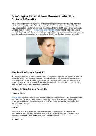 Non-Surgical Face Lift Near Balewadi What It Is, Options & Benefits