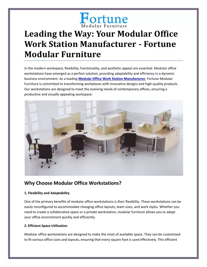 leading the way your modular office work station