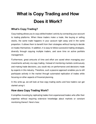 What is Copy Trading and How Does it Work