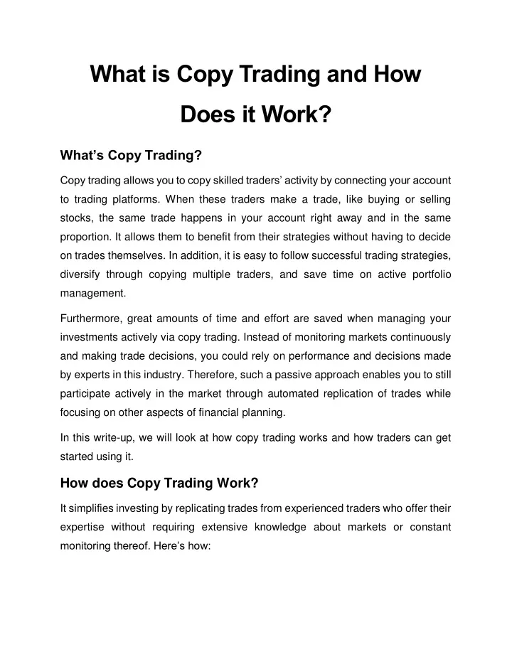 what is copy trading and how