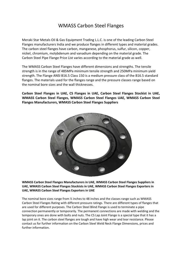 wmass carbon steel flanges