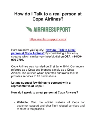 How do I Talk to a real person at Copa Airlines