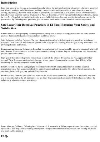 Safe Laser Hair Removal Practices in El Paso: Ensuring Your Safety and Satisfact