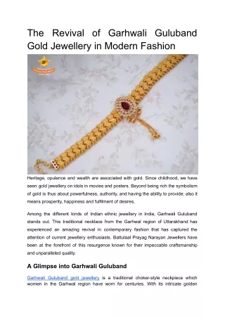 The Revival of Garhwali Guluband Gold Jewellery in Modern Fashion