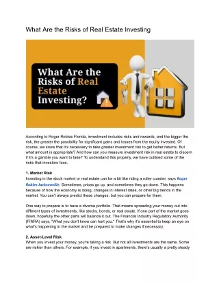 What Are the Risks of Real Estate Investing