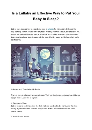 Is a Lullaby an Effective Way to Put Your Baby to Sleep?