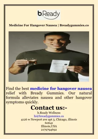 Medicine For Hangover Nausea  Breadygummies.co