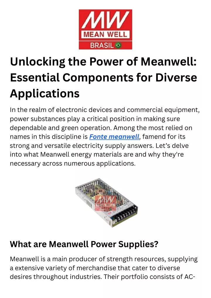 unlocking the power of meanwell essential