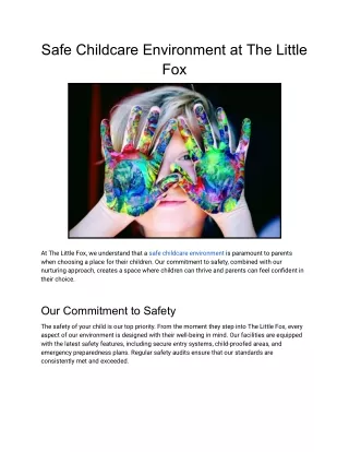 safe childcare environment at the little fox