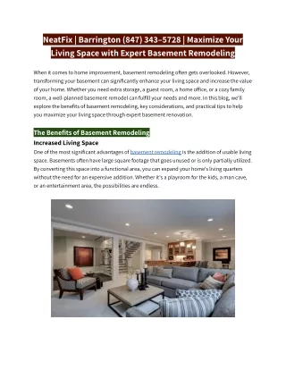 Maximize Your Living Space with Expert Basement Remodeling