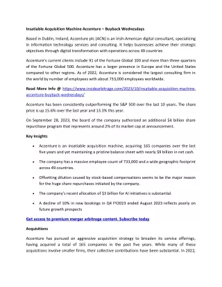 Insatiable Acquisition Machine Accenture – Buyback Wednesdays