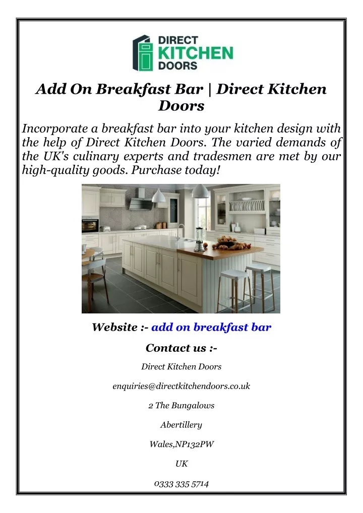 add on breakfast bar direct kitchen doors