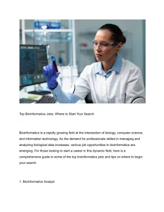 top bioinformatics jobs where to start your search