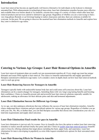 Catering to Different Age Groups: Laser Hair Elimination Answers in Amarillo