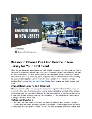 Reason to Choose Our Limo Service in New Jersey for Your Next Event