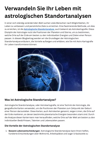 Verwandeln Sie Ihr Leben mit astrologischen Standortanalysen