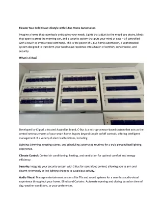 C-Bus Home Automation In Gold Coast