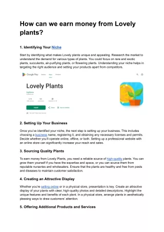 How can we earn money from Lovely plants