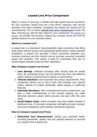 Leased Line Price Comparison