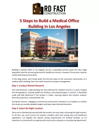 5 Steps to Build a Medical Office Building in Los Angeles