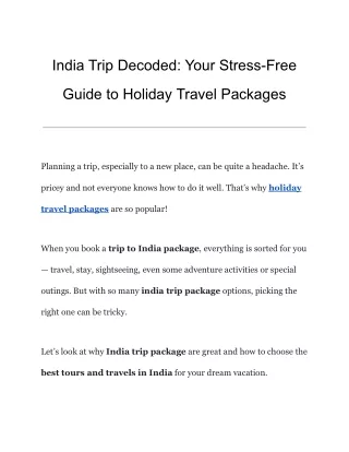 India Trip Decoded_ Your Stress-Free Guide to Holiday Travel Packages