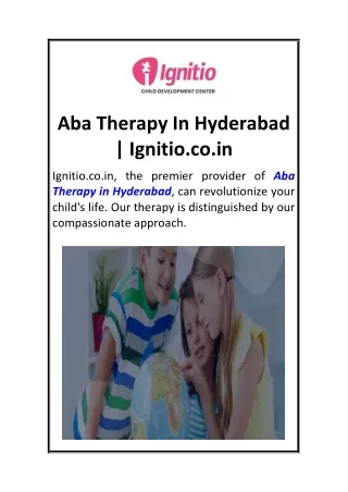 Aba Therapy In Hyderabad  Ignitio.co.in