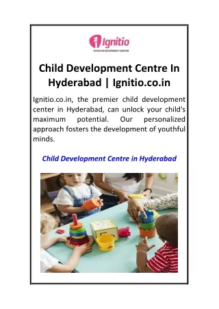 Child Development Centre In Hyderabad  Ignitio.co.in