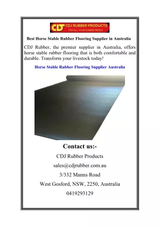 Best Horse Stable Rubber Flooring Supplier in Australia