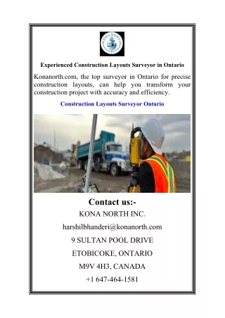 Experienced Construction Layouts Surveyor in Ontario