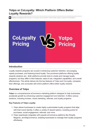 Yotpo or CoLoyalty Which Platform Offers Better Loyalty Rewards