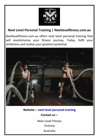 Next Level Personal Training | Nextlevelfitness.com.au