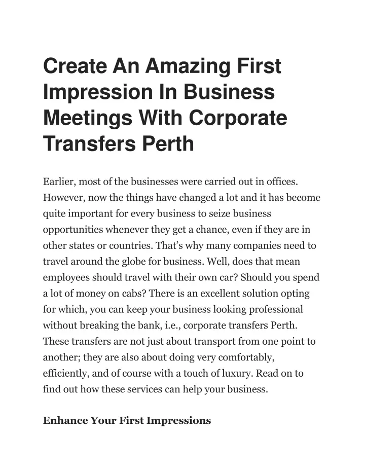 create an amazing first impression in business