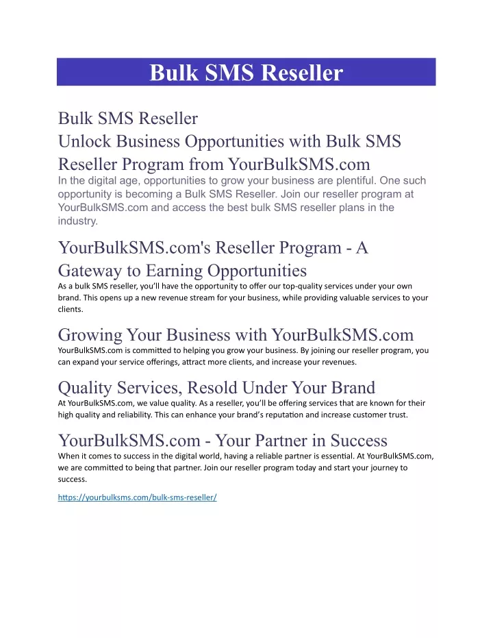 bulk sms reseller