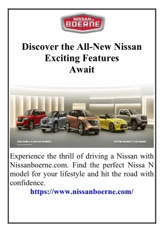 Discover the All-New Nissan Exciting Features Await