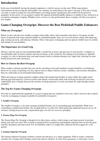 Innovative Overgrips: Discover the Best Pickleball Paddle Enhancers