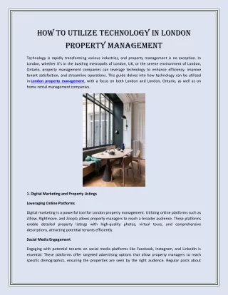 How to Utilize Technology in London Property Management