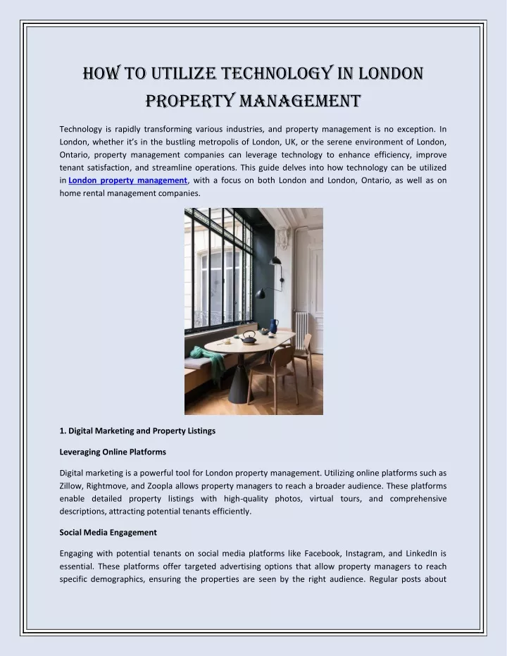 how to utilize technology in london property