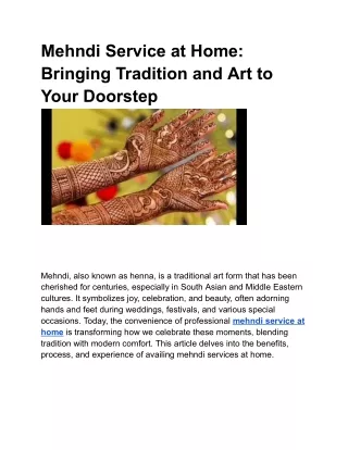 Mehndi Service at Home_ Bringing Tradition and Art to Your Doorstep