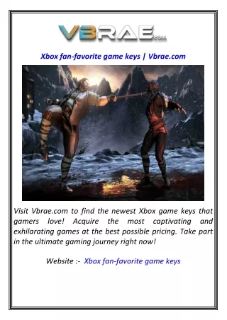 Xbox fan-favorite game keys  Vbrae.com